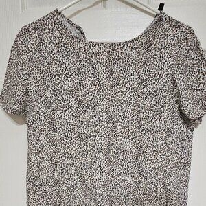 Jenni Kayne Shirt Dress Leopard Print  Short Sleeve Crewneck Pullover Size S